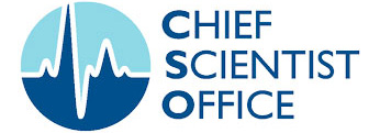 Logo for the Chief Scientist Office, a heart beat symbol in shades of blue.
